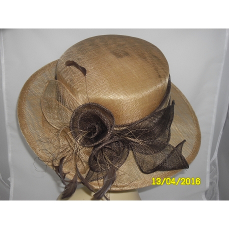 CAPPELLO CERIMONIA BICOLORE BEIGE/MARRONE