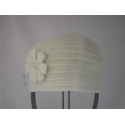 CAPPELLO CUFFIA CON FIORE PANNA