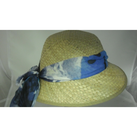 CAPPELLO IN PAGLIA CON FOULARD