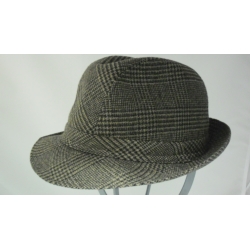 CAPPELLO STILE BORSALINO MISTO LANA SCOZZESE MARRONE