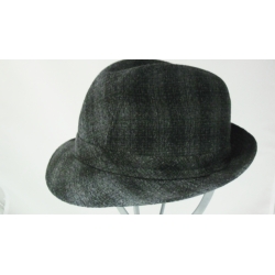 CAPPELLO STILE BORSALINO MISTO LANA SCOZZESE GRIGIO