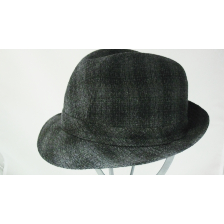 CAPPELLO STILE BORSALINO MISTO LANA SCOZZESE GRIGIO