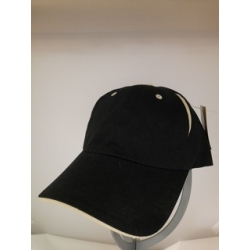 CAPPELLO BASEBALL NERO 100% COTONE CON RIPORTI