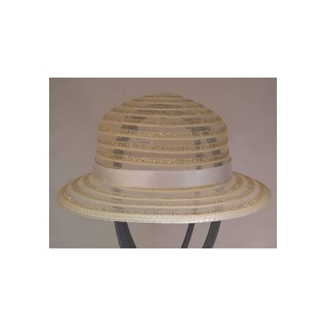 CAPPELLO  CERIMONIA BIMBA AVORIO CON LAME' ORO