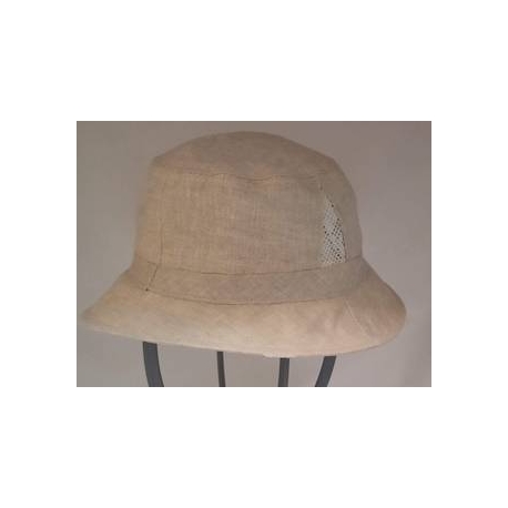 CAPPELLO PESCATORE CON RETE TINTA UNITA 100% LINO