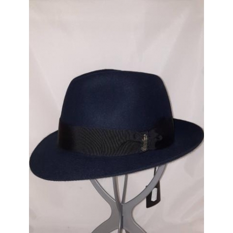 BORSALINO CAPPELLO FEDORA TINTA UNITA BLU