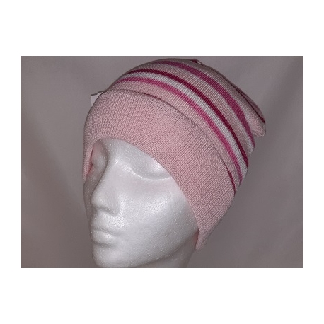 CUFFIA RIGHE ROSA COTONE 100%