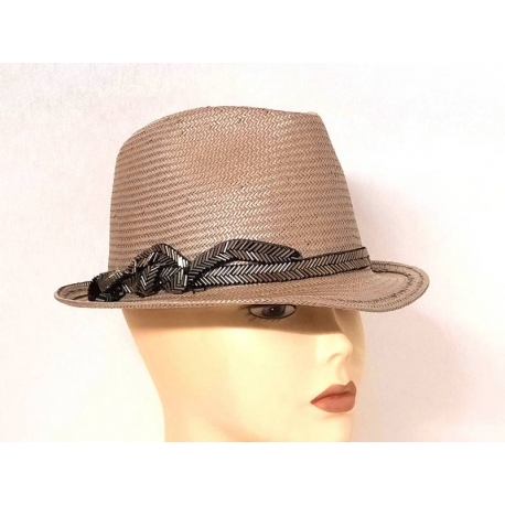 TRILBY DONNA PAGLIA CON NASTRO PERLINE