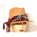 TRILBY IN PAGLIA CON FOULARD MULTICOLORE