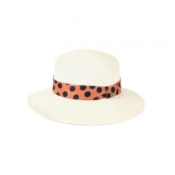 CAPPELLO DONNA PAMELA NATURALE CON NASTRO POIS