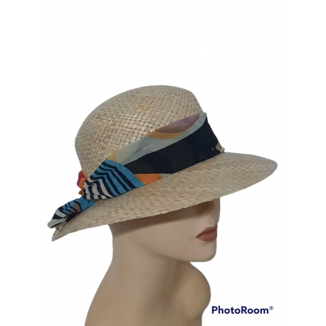 CAPPELLO FALDA MEDIA IN BOWENS CON FOULARD 