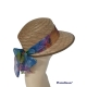 CAPPELLO MODELLO VISIERONE 100% PAGLIA CON FOULARD