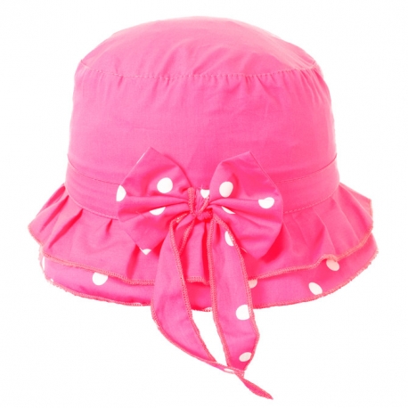 CLOCHE BIMBA PIATTA FUCSIA CON DOPPIO VOLA' E FIOCCO