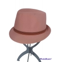 CAPPELLO TRILBY ROSA CON NASTRO A RIGHE COLORATE