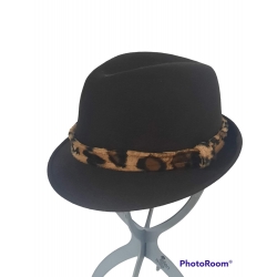 CAPPELLO DONNA STILE BORSALINO CON FASCIA LEOPARDATA