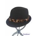 CAPPELLO DONNA STILE BORSALINO CON FASCIA LEOPARDATA