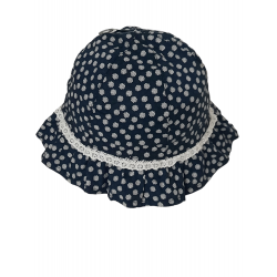 CAPPELLINO BLU CON FIORELLINI 100% COTONE