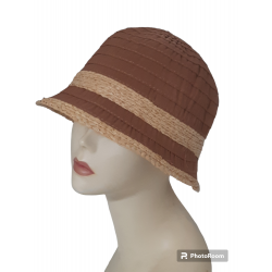 CAPPELLO CLOCHE TESSUTO/PAGLIA