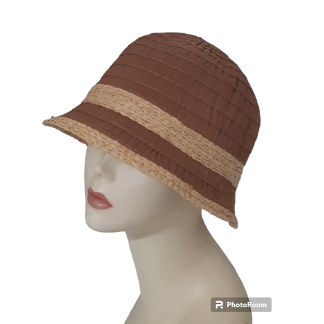 CAPPELLO CLOCHE TESSUTO/PAGLIA