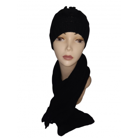 CAPPELLO E SCIARPA DONNA NERO